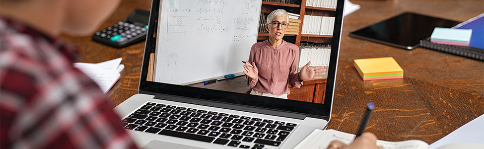 teacher having online lecture