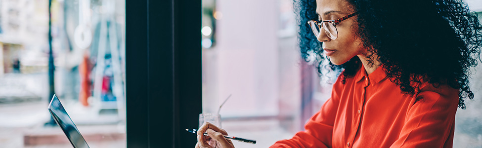 Woman working in computer