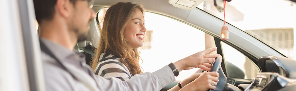 student driver in car learning