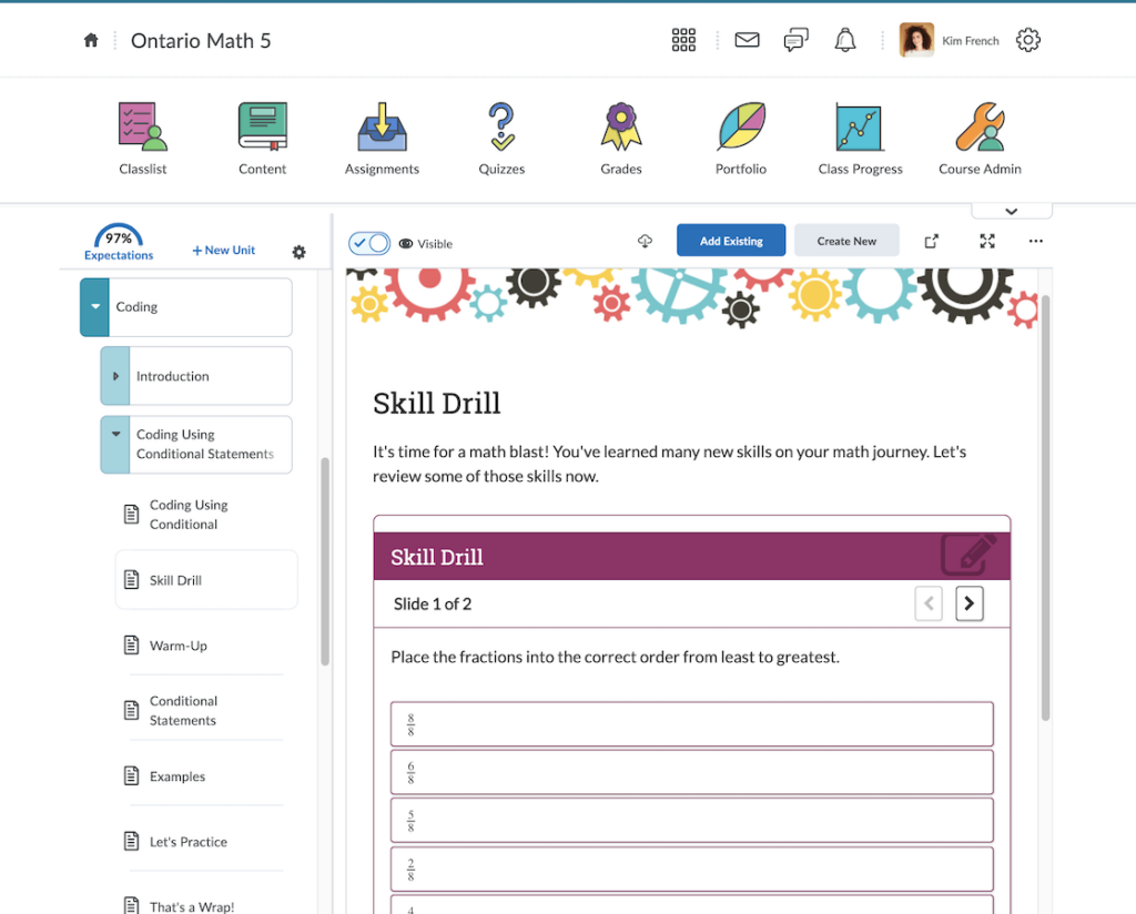 screenshot of bayfield ontario grade 5 math resource