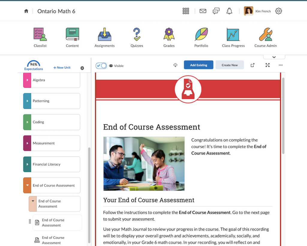 screenshot of bayfield ontario grade 6 math resource